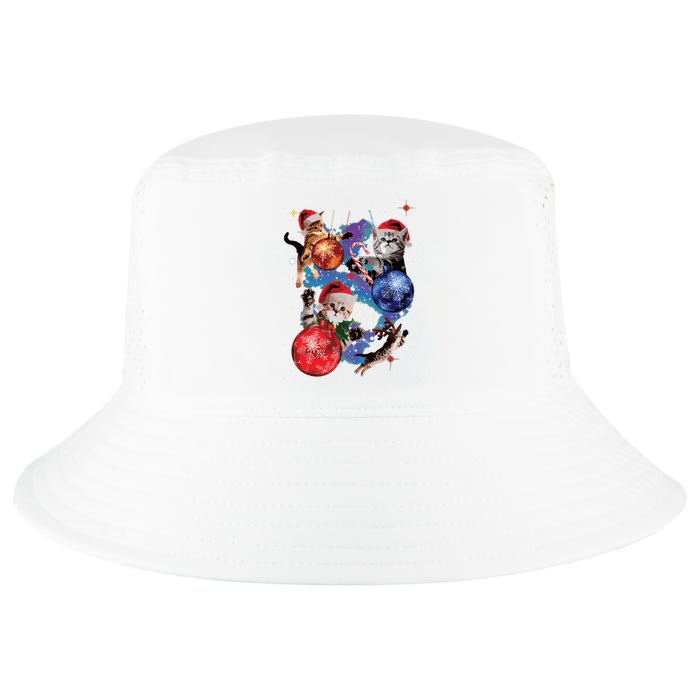 Cute Christmas Cats In Space Ornaments Graphic Cool Comfort Performance Bucket Hat