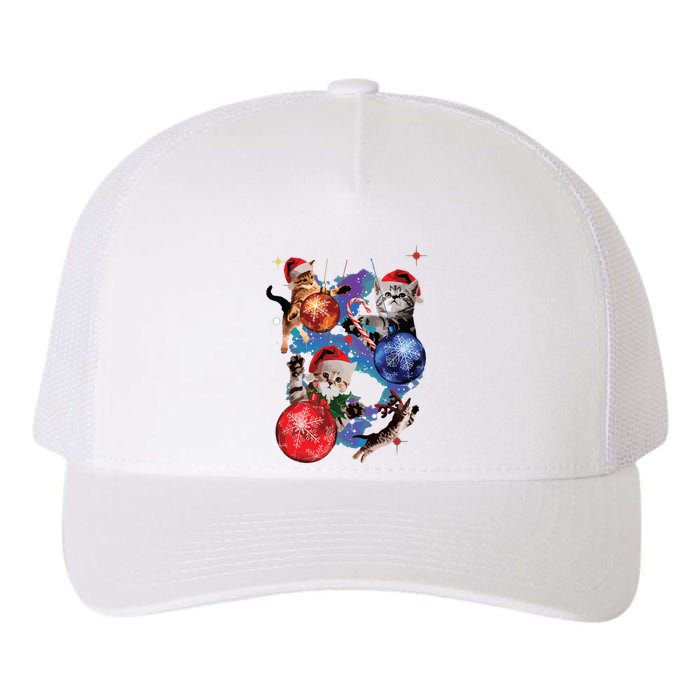 Cute Christmas Cats In Space Ornaments Graphic Yupoong Adult 5-Panel Trucker Hat