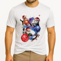 Cute Christmas Cats In Space Ornaments Graphic Performance Shirt