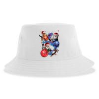 Cute Christmas Cats In Space Ornaments Graphic Sustainable Bucket Hat