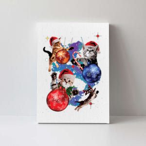 Cute Christmas Cats In Space Ornaments Graphic Canvas