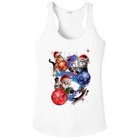 Cute Christmas Cats In Space Ornaments Graphic Ladies PosiCharge Competitor Racerback Tank