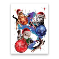 Cute Christmas Cats In Space Ornaments Graphic Poster