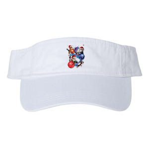 Cute Christmas Cats In Space Ornaments Graphic Valucap Bio-Washed Visor