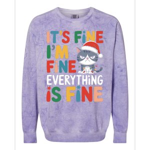 Christmas Cat Cute ItS Fine IM Fine Everything Is Fine Gift Colorblast Crewneck Sweatshirt