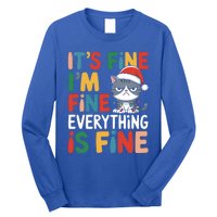 Christmas Cat Cute ItS Fine IM Fine Everything Is Fine Gift Long Sleeve Shirt