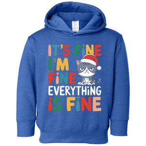 Christmas Cat Cute ItS Fine IM Fine Everything Is Fine Gift Toddler Hoodie