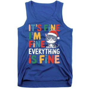 Christmas Cat Cute ItS Fine IM Fine Everything Is Fine Gift Tank Top