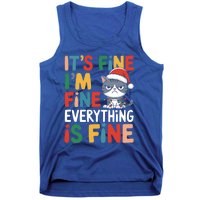 Christmas Cat Cute ItS Fine IM Fine Everything Is Fine Gift Tank Top