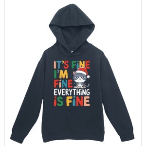 Christmas Cat Cute ItS Fine IM Fine Everything Is Fine Gift Urban Pullover Hoodie