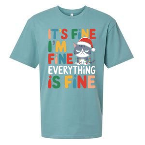 Christmas Cat Cute ItS Fine IM Fine Everything Is Fine Gift Sueded Cloud Jersey T-Shirt