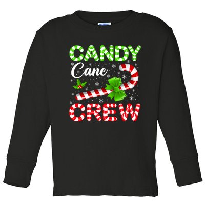 Candy Cane Crew Christmas Family Matching Xmas Pajamas Toddler Long Sleeve Shirt