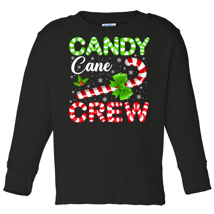 Candy Cane Crew Christmas Family Matching Xmas Pajamas Toddler Long Sleeve Shirt