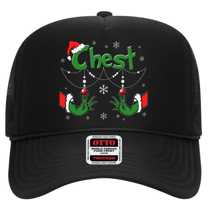 Christmas Couples Chest Matching Chestnuts High Crown Mesh Back Trucker Hat