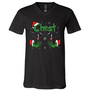 Christmas Couples Chest Matching Chestnuts V-Neck T-Shirt