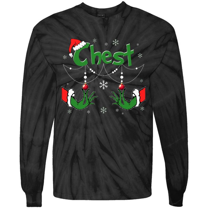 Christmas Couples Chest Matching Chestnuts Tie-Dye Long Sleeve Shirt