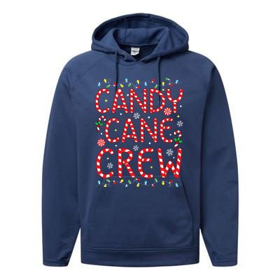 Candy Cane Crew Funny Christmas Candy Cane Lover Xmas Pajama  Performance Fleece Hoodie