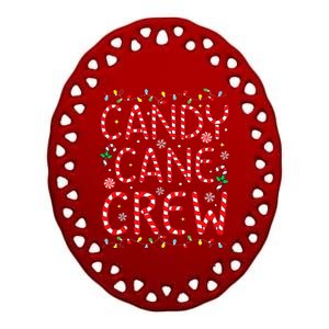 Candy Cane Crew Funny Christmas Candy Cane Lover Xmas Pajama  Ceramic Oval Ornament