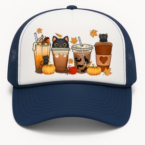 Cat Coffee Cat Mom Funny Halloween Trucker Hat