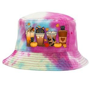 Cat Coffee Cat Mom Funny Halloween Tie-Dyed Bucket Hat