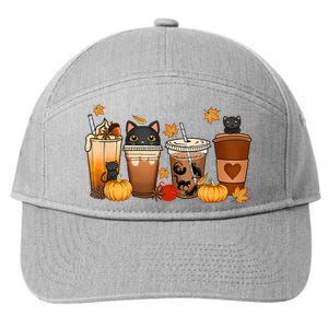 Cat Coffee Cat Mom Funny Halloween 7-Panel Snapback Hat