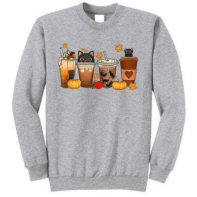 Cat Coffee Cat Mom Funny Halloween Tall Sweatshirt