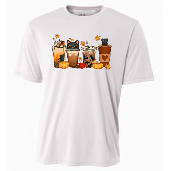 Cat Coffee Cat Mom Funny Halloween Cooling Performance Crew T-Shirt