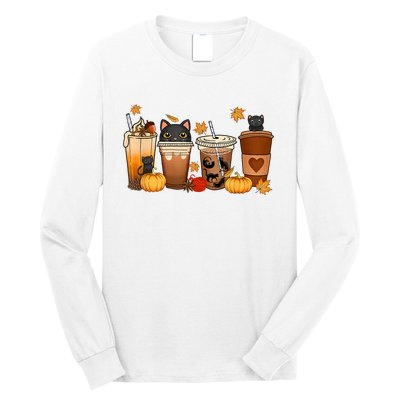 Cat Coffee Cat Mom Funny Halloween Long Sleeve Shirt