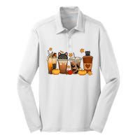 Cat Coffee Cat Mom Funny Halloween Silk Touch Performance Long Sleeve Polo