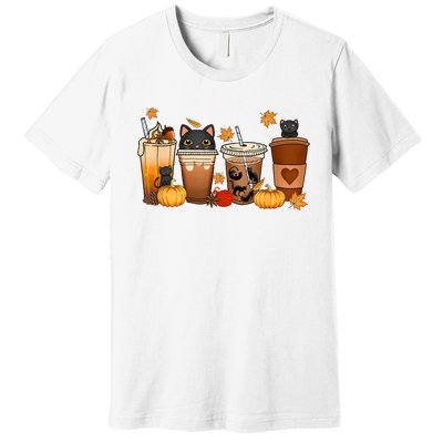 Cat Coffee Cat Mom Funny Halloween Premium T-Shirt