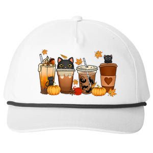 Cat Coffee Cat Mom Funny Halloween Snapback Five-Panel Rope Hat