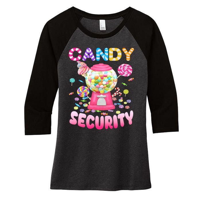 Candysecurity Candyland Costume Teens Adult Women's Tri-Blend 3/4-Sleeve Raglan Shirt