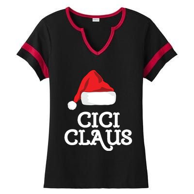 Cici Claus Christmas Hat Family Matching Group Pajama Pj Cute Gift Ladies Halftime Notch Neck Tee