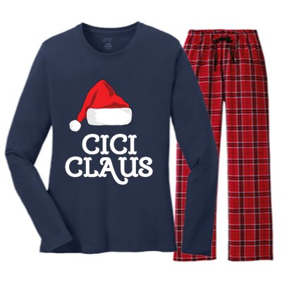 Cici Claus Christmas Hat Family Matching Group Pajama Pj Cute Gift Women's Long Sleeve Flannel Pajama Set 