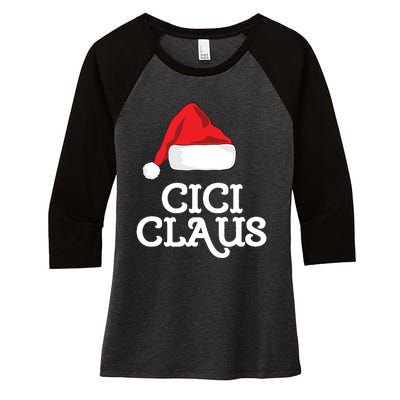 Cici Claus Christmas Hat Family Matching Group Pajama Pj Cute Gift Women's Tri-Blend 3/4-Sleeve Raglan Shirt