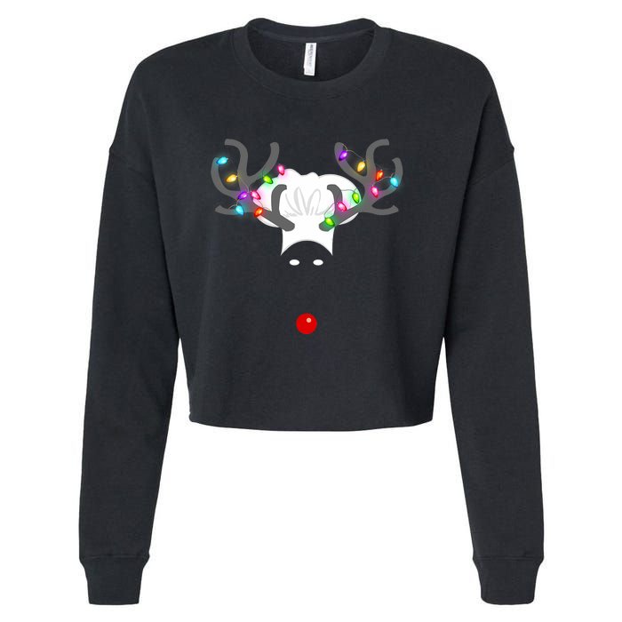 Culinary Cook Christmas Lights Merry Christmas Chef Cropped Pullover Crew