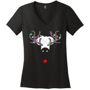 Culinary Cook Christmas Lights Merry Christmas Chef Women's V-Neck T-Shirt