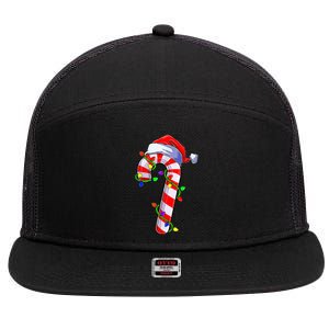 Christmas Candy Cane Santa Hat  7 Panel Mesh Trucker Snapback Hat