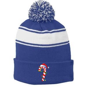 Christmas Candy Cane Santa Hat  Stripe Pom Pom Beanie