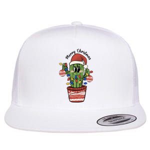 Christmas Cactus Cute Comfort Christmas Flat Bill Trucker Hat