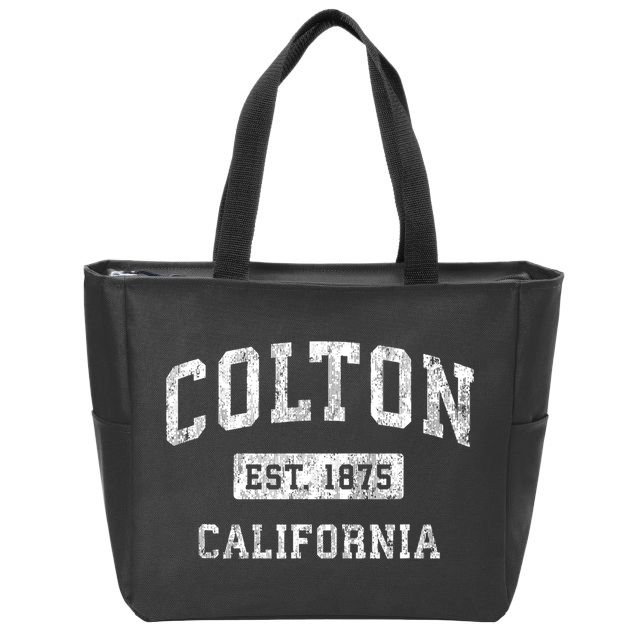 Colton California Ca Vintage Established Sports Zip Tote Bag