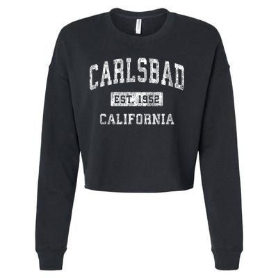 Carlsbad California Ca Vintage Established Sports Cropped Pullover Crew
