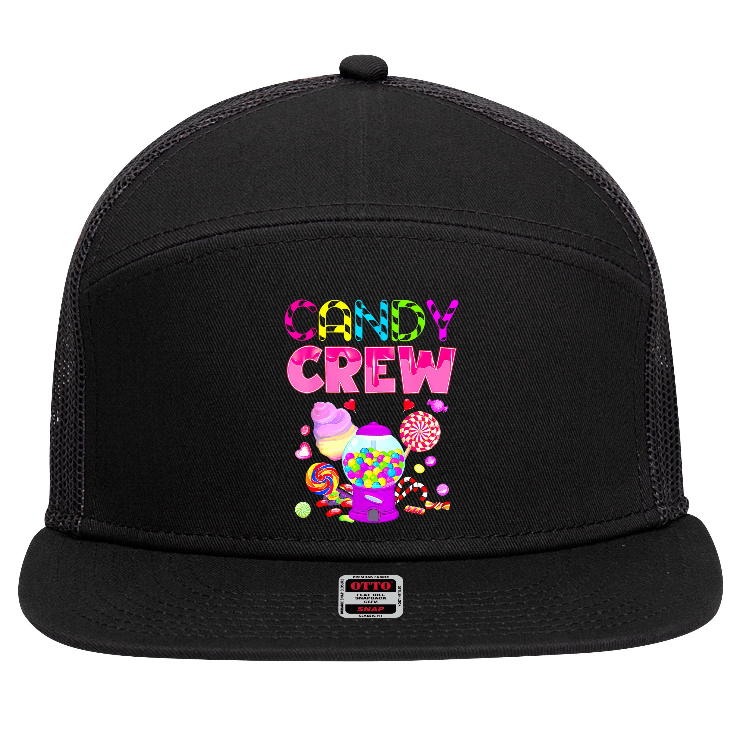 Candy Crew Candy Costume Candy Land Sweetie 7 Panel Mesh Trucker Snapback Hat