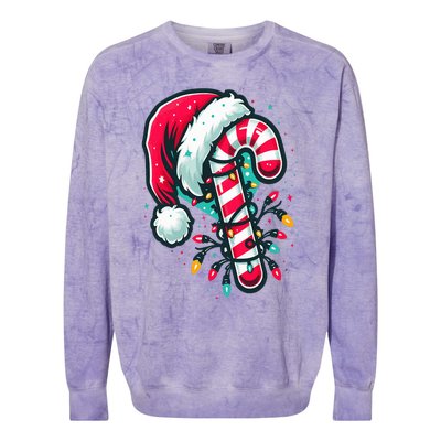 Candy Cane Crew Christmas Lights Family Matching Xmas Colorblast Crewneck Sweatshirt