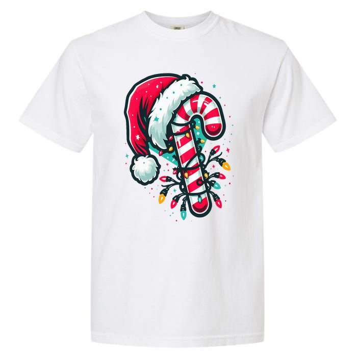 Candy Cane Crew Christmas Lights Family Matching Xmas Garment-Dyed Heavyweight T-Shirt