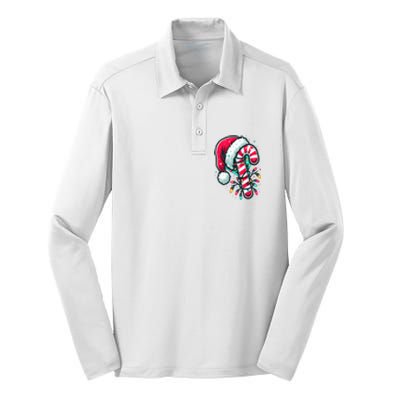 Candy Cane Crew Christmas Lights Family Matching Xmas Silk Touch Performance Long Sleeve Polo