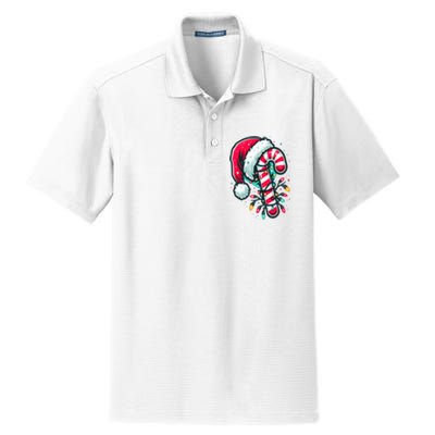 Candy Cane Crew Christmas Lights Family Matching Xmas Dry Zone Grid Polo