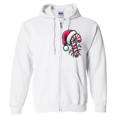 Candy Cane Crew Christmas Lights Family Matching Xmas Full Zip Hoodie