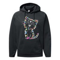 Cute Cat Christmas Lights Funny Xmas Performance Fleece Hoodie