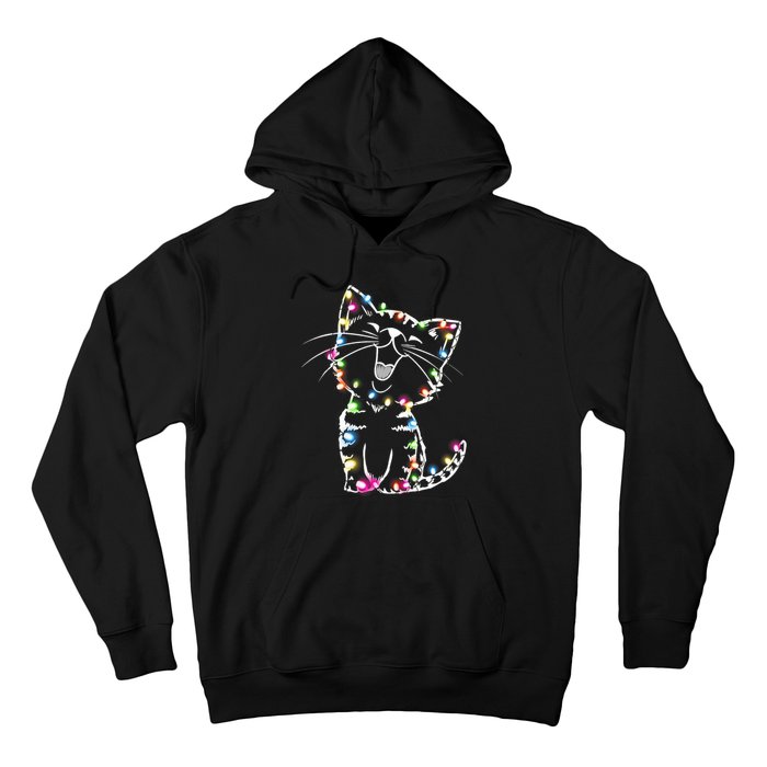 Cute Cat Christmas Lights Funny Xmas Hoodie